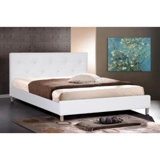 Baxton Studio Barbara King Platform Bed with Crystal Button Tufting in White