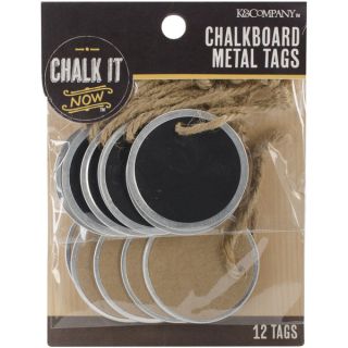 Chalk It Now Metal Edge Circle Tags 12/Pkg Chalkboard & Kraft