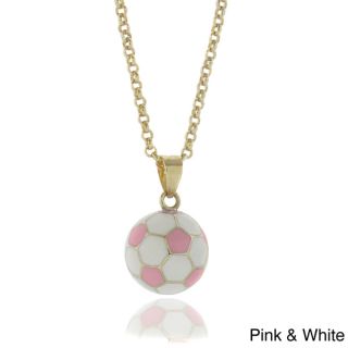 Molly and Emma 18k Gold Overlay Childrens Enamel Soccer Ball Necklace