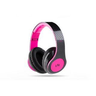 VM Audio Elux Over Ear DJ Stereo  iPhone Bass Headphones   Carbon Fiber/Pink