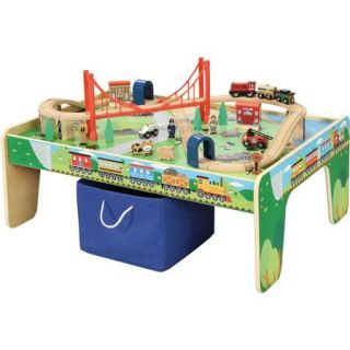 Wooden 50 Piece Train Set with Small Table Only At