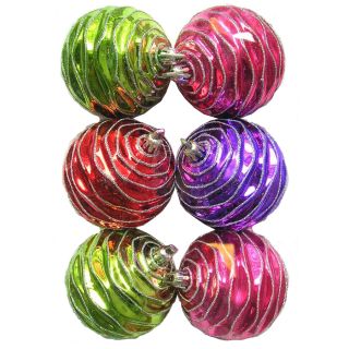 Holiday Living 6 Pack Multicolor Plastic Shatterproof Wavy Ornaments