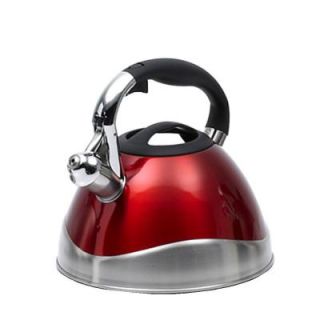 Creative Home Crescendo 12 Cup Tea Kettle with Stainless Steel in Metallic Cranberry 77048