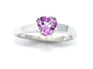 1 Ct Pink Sapphire Heart Ring .925 Sterling Silver Rhodium Finish [Jewelry]