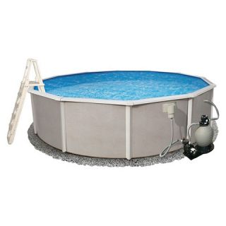 Belize 27 ft Round 48 in Deep 6 in Top Rail Metal Wall Swimming Pool