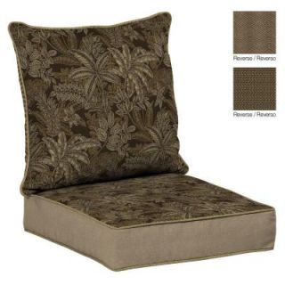 Bombay Outdoors Reversible Palmetto Espresso 2 Piece Deep Seating Outdoor Dining Chair Cushion Set NE92089A D9B1