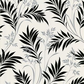 Brewster Black and White Leaves Wallpaper   Shopping   Top