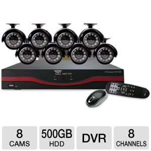 Night Owl LTE 88500 8 Channel DVR Security System   500GB HD, 8 Cameras, Indoor and Outdoor, 30 ft Night Vision, Motion Activated Recording, Email Alerts, PC and MAC Compatible