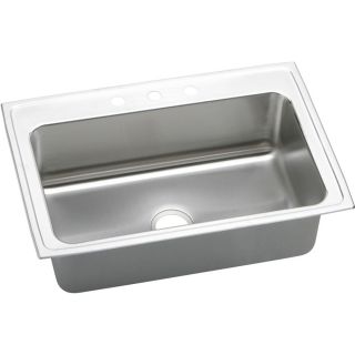 Elkay Gourmet 22 in x 33 in Lustrous Highlighted Satin Single Basin Stainless Steel Drop In 4 Hole Residential Kitchen Sink