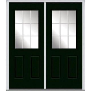 Milliken Millwork 60 in. x 80 in. Classic Clear Glass GBG 1/2 Lite Painted Builder's Choice Steel Double Prehung Front Door Z005075L