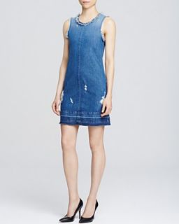 J Brand Reeve Denim Destructed Short Dress in Hollow