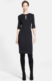 St. John Collection Leather Detail Milano Knit Dress (Online Only)