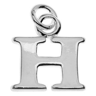 Lightweight Initial Charm, Alphabet Letter "H" 10.8x10.2mm, 1 Piece, Silver Plated