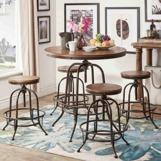 Berwick Industrial Style Round Counter height Pub Adjustable Dining