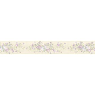 Brewster Lavender Rose Border Wallpaper