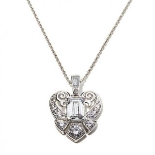 Xavier 3.04ct Absolute™ Emerald Cut Sterling Silver Heart Pendant with 18   7530880