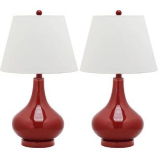 Safavieh Amy 24 in. Chinese Red Gourd Glass Lamp (Set of 2) LIT4087E SET2