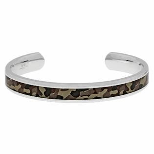 Stainless Steel Cuff Bangle with Camouflage Accent   Jewelry