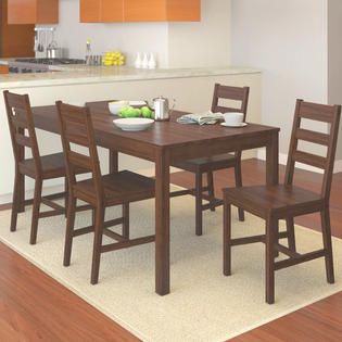 CorLiving Dapper Brown Stained Kitchen Set with 4 Chairs   Home