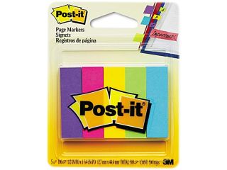 Post it Page Markers Page Markers, Five Assorted Ultra Colors, 5 Pads of 100 Strips/Pack