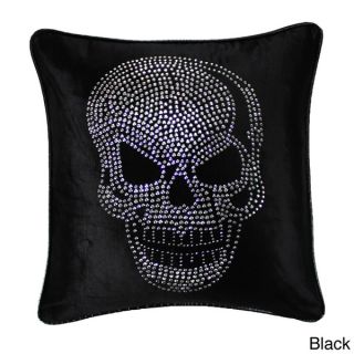 Jackson Morgan Faux Leather Skull Feather Fill Throw Pillow