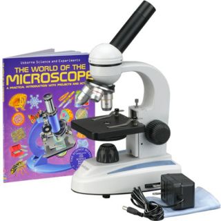 AmScope 40x 1000x Glass Lens Metal Frame LED Compound Microscope with