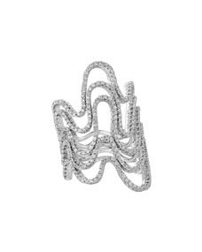 A Link 18k White Gold 5 Row Diamond Wave Ring