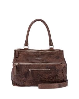 Givenchy Pandora Medium Leather Satchel Bag, Dark Brown