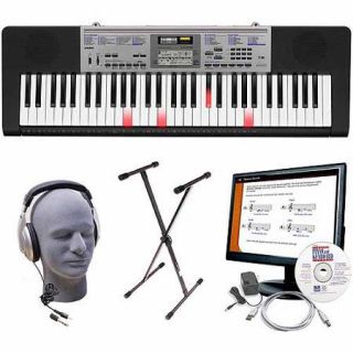 Casio LK 175 Lighted Key Premium Keyboard Pack with Samson HP30 Headphones, Stand, Power Supply, 6' USB Cable and eMedia Instruction Software