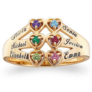Personalized Gold Over Sterling Silver Family Heart Ring