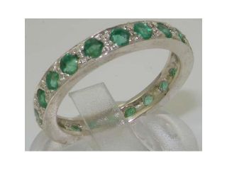High Quality Solid Sterling Silver Natural Emerald Full Eternity or Stack Ring   Size 6   Finger Sizes 5 to 10 Available