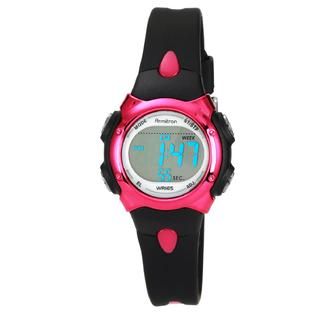 Armitron Ladies Digital Black Strap with Pink Accent Sport Watch