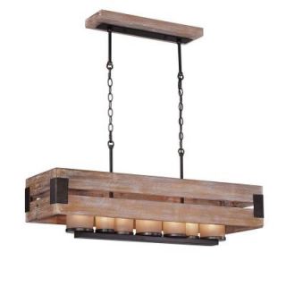 Easylite Cesto Collection 7 Light Wood Rectangular Chandelier 26365 HB