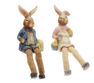 Set of 2 Sugared Bunny Shelf Sitters by Valerie —