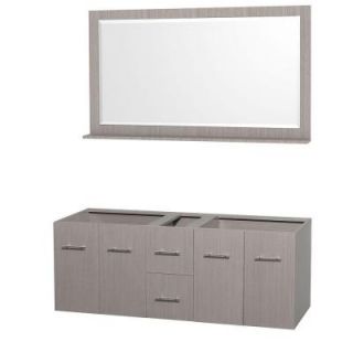 Wyndham Collection Centra 59 in. Double Vanity Cabinet with Mirror in Gray Oak WCVW00960DGOCXSXXM58