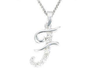 Vir Jewels .925 Sterling Silver Diamond Alphabet Pendant (1/8 CT) with 18" Chain   Letter F