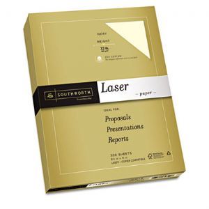 25% Cotton Premium Laser Paper,Ivory,  32 lbs, Smooth, 8 1/2 x 11, 300/Pack