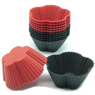 Freshware 12 Pack Mini Cherry Flower Silicone Reusable Baking Cup