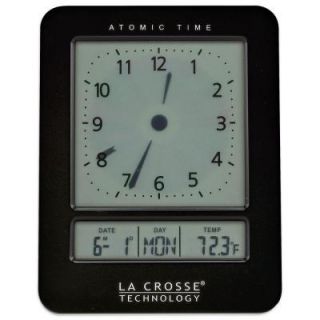 La Crosse Technology Analog Style 2.85 in. x 3.65 in. Black Atomic Digital Alarm Table Clock 617 1392B