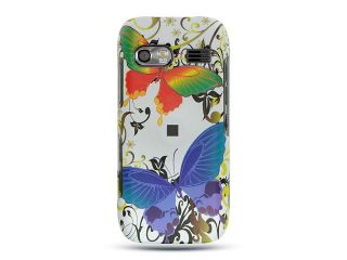 LG Vu Plus White with Rainbow Butterfly Design Crystal Rubberized Case