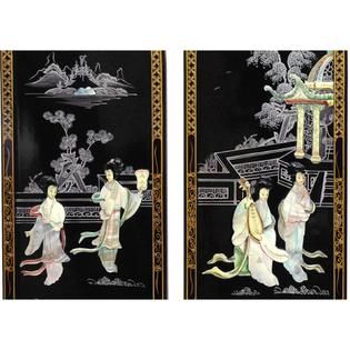 Oriental Furniture  Eight Ladies Curved Wall Plaques