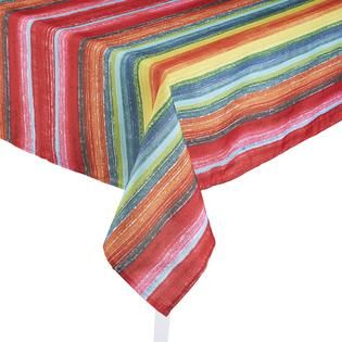 Essential Home  Indoor/Outdoor Oblong Tablecloth   Brushstroke Stripe