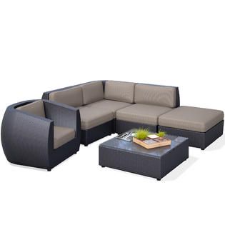 CorLiving Seattle Curved 6 pc Sectional with Chaise Lounge and Chair