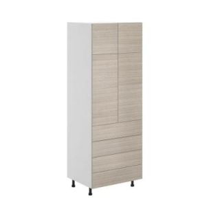 Fabritec 30x83.5x24.5 in. Geneva 4 Drawer Pantry Cabinet in White Melamine and Door in Silver Pine HD30844D.W.GENEV
