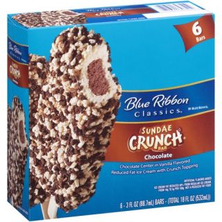 Blue Ribbon Classics by Blue Bunny Chocolate Sundae Crunch Ice Cream Bars, 3 fl oz, 6 count