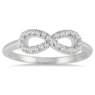 Marquee Jewels 10k White Gold 1/10ct TDW Diamond Infinity Ring (I J