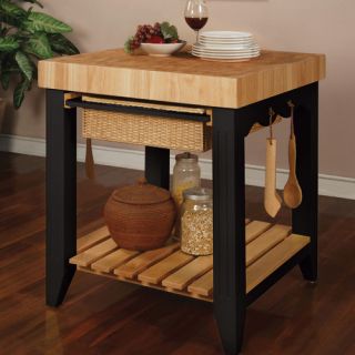 Powell Color Story Kitchen Island with Butcher Block Top