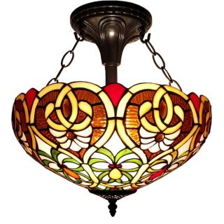 Amora Lighting Tiffany Style Floral Flush Mount Ceiling Fixture