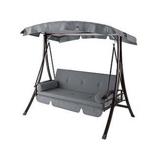 CorLiving Nantucket Daybed Patio Swing in Charcoal and Grey   Outdoor