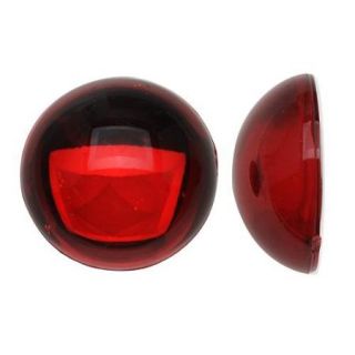 Vintage Lucite Plastic Round Domed Cabochon   Ruby Red / Foiled 18mm (8)